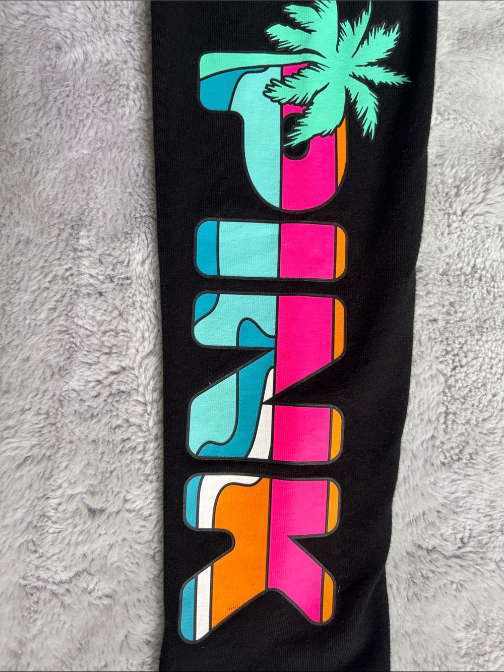 PINK Black Active Leggings with Colorful Side Print